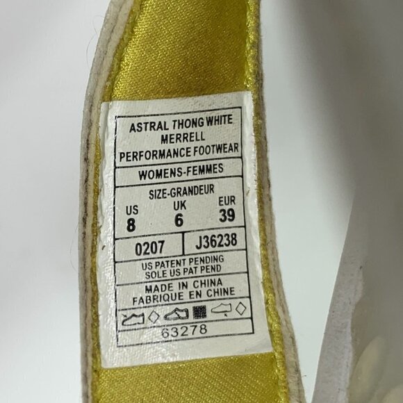 Merrell Astral Thong Waterproof Rubber Sandals White/Yellow Size 8 #0207-J36238 - Picture 8 of 10